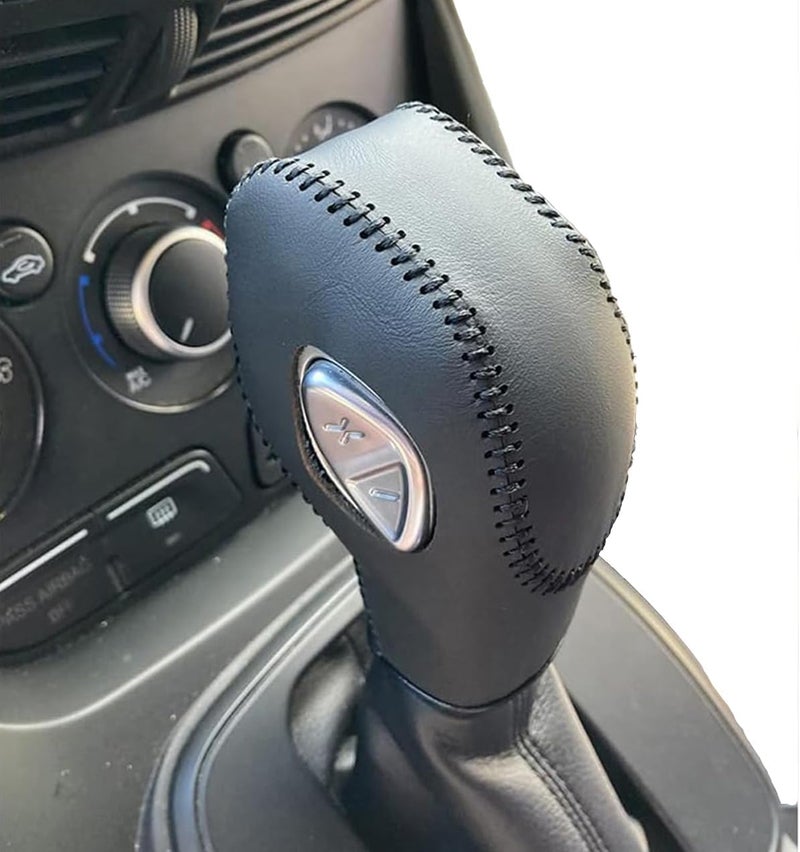 ACTOOLE Black Leather Gear Shift Knob Cover for Ford Focus 2012 2013 2014 2015 2016/ Ford Fiesta 2014 2015 2016 / Ford Fusion S/Fusion SE 2013 2014 2015 2016 / Fusion Gear Shift Cover/Accessories for Ford - Image 1